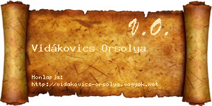 Vidákovics Orsolya névjegykártya